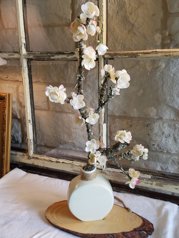 Natural Live Oak & Silk Cherry Blossoms Arrangement Victoria Hannah